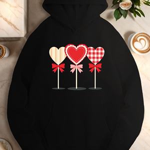 Three <b>heart</b> shaped <b>lollipops</b> in a row women's casual hoodies - Product Image 1
