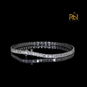 Emerald Cut Lab Grown Diamond Tennis Bracelet Eternity Link Bracelet 9K 14K 18K <b>Solid</b> <b>Gold</b> Fine Jewelry - Product Image 4
