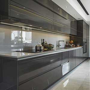 Diseño interior contemporáneo y elegante para gabinetes de cocina estilo Shaker en gris con encimera de mármol - Product Image 3