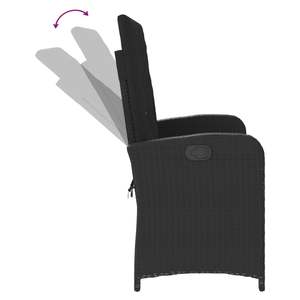 ม้านั่งในสวนแบบปรับเอนได้ 2 ที่นั่ง สีดำ ทำจากหวายโพลี สำหรับลานบ้าน - Product Image 6