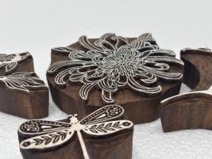Hand Carved Wooden Printing Blocks <b>Floral</b> Design Wood Stamp Blocks for Textile Printing Craft and DIY Projects - Product Image 3