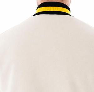 Blouson universitaire pour homme noir à manches contrastantes, col rabattu, fermeture boutonnée, style décontracté, coupe classique, automne - Product Image 4