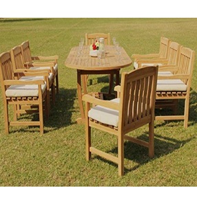 Table de jardin extérieure, table bistrot, en teck américain, fabriquée en Indonésie, meubles en bois massif. - Product Image 1