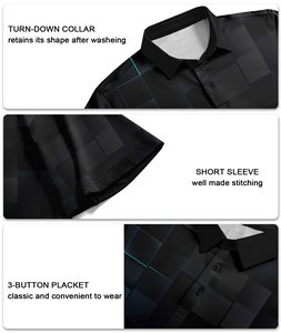เสื้อโปโลชาย เสื้อกอล์ฟพิมพ์ลาย รับทำโลโก้ เสื้อผ้าฤดูร้อน โพลีเอสเตอร์ผสมสแปนเด็กซ์ ระบายเหงื่อได้ดี UPF50+ แห้งเร็ว เสื้อยืดแบบซับลิเมชั่น - Product Image 4