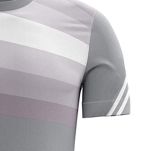Maillot de football sublimé gris rayé pour homme, manches courtes, col rond, coupe régulière, évacuation de l'humidité, vêtements de sport toutes saisons - Product Image 3