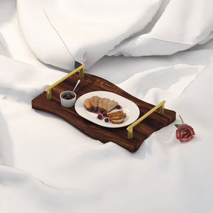 Plateau de service rectangulaire en bois de noyer noir personnalisé avec compartiments, organisateur de bureau, plateau de rangement, porte-objets, plateau pour hôtel et restaurant - Product Image 4