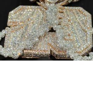 Hip hop iced moissanite custom letter <b>pendant</b> necklace 925 <b>silver</b> gold <b>silver</b> plated heart accent <b>men</b> women gra certified radian - Product Image 3