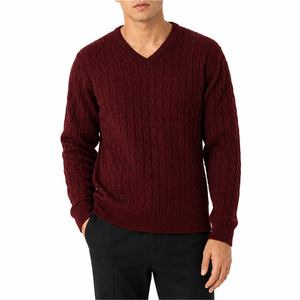 Pull en acrylique pour homme, col rond, tricoté, fournisseur de vêtements en acrylique pour homme, pull en acrylique col en V, fabricant en gros de vêtements tricotés pour homme - Product Image 1
