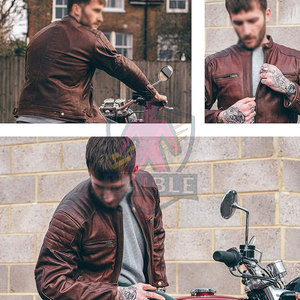 เสื้อแจ็คเก็ตมอเตอร์ไซค์หนังสำหรับผู้ชาย ใช้งานได้ทุกวัน กันน้ำ ระบายอากาศได้ดี ดีไซน์สั่งทำพิเศษ คุณภาพสูง - Product Image 6