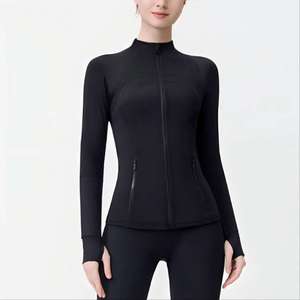 USA Overseas Warehouse Plus Size Slim Fit <b>Yoga</b> <b>Jacket</b> Women Ribbed Breathable Eco-Friendly Shaping Stand Collar Fitness Sports - Product Image 1