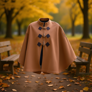 Poncho en coton 100% avec boutons en forme de V - Product Image 3