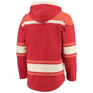 Trendiness <b>Red</b> Ice Hockey Jersey Breathable <b>Hoodie</b> Lace Sweatshirt Pullover Custom Sportswear Winter Front 100% Cotton Athletic - Product Image 2