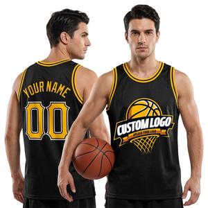 Camiseta de Baloncesto Sublimada Personalizada, Negra y Amarilla, Sin Mangas, Unisex, para Adultos, de Malla Transpirable, con Impresión del Logotipo del Equipo - Product Image 6