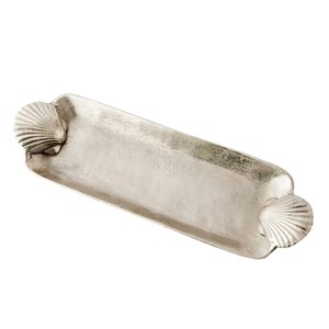 Plateau de service artisanal en aluminium à motif de feuilles avec élégantes poignées en forme de branche plaquées or pour hôtel, restaurant et vaisselle de table à domicile - Product Image 5