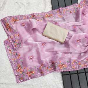 Sari de soirée de créateur avec broderie et sequins pour robes de bal - Product Image 1