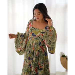 Sunaina Pista Colorful Floral Vestido Digital Impreso Faux Georgette DKB-267 - Product Image 4