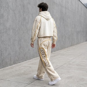 Conjunto Deportivo Premium Personalizado para Hombre con Pedrería y Chenilla, Sudadera con Cremallera Estilo Vintage Lavado Ácido y Pantalones Anchos, Ropa Urbana - Product Image 5