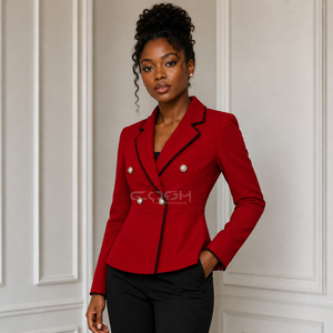 Manteau formel respirant pour femmes de la sororité Cosh International Delta Sigma, combinaison rouge et noir avec manches longues - Product Image 3