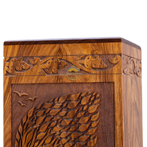 AYAANS Rosewood wooden Hand Carved Wooden Hot Selling cremation Urn Box for Adult Ashes Wholesale Cremation Urns (6X6X11)IN - Product Image 5