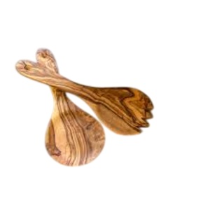 Ensemble de cuillères à salade en bois d'acacia fabriquées à la main, pinces à salade en bois écologiques avec longues poignées ergonomiques, cuillères de service pour la cuisine - Product Image 3