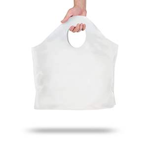 1.2 bianco Mil polietilene borsa 12X13X5 pollici confezione 1000 piccole imprese clienti merce fustellatura manico sacchetti di plastica - Product Image 1