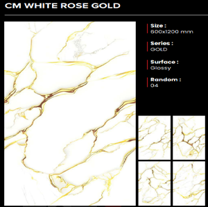 Azulejos de Porcelana Dorados Brillantes de Primera Calidad, 600x1200mm, Antideslizantes, CLAYTON CERAMIC, Hechos en Gujarat, India, 3 Años de Garantía - Product Image 1