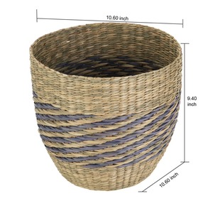 Seagrass <b>Basket</b> with Modern Blue Detail Handmade <b>Storage</b> <b>Basket</b> Wholesale eco-friendly Made in Viet - Product Image 2
