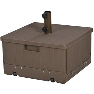 Base per Ombrellone da Esterno 3-in-1 con Ruote, Capacità 79 kg, Struttura in Acciaio, Tavolino da Caffè e Fioriera - Product Image 1
