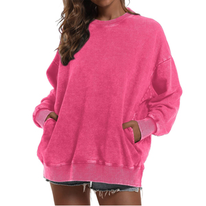 Warm Winter Thermal <b>Women</b> <b>Sweatshirt</b> Thick Fleece Lined Loose Fit Ladies Acid Wash <b>Sweatshirts</b> <b>For</b> Ladies - Product Image 3