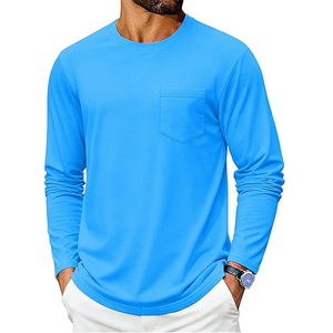 Camisetas de manga larga para hombre, camisetas de algodón con cuello redondo, camisetas básicas suaves e informales de manga larga - Product Image 6