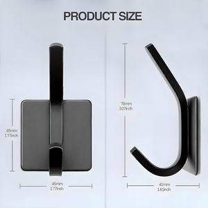 High Demanding Black <b>Long</b> Hook Strong Heavy Duty Stainless Steel Waterproof Towel Hooks Stick for Bathroom Bathroom Towel Hang - Product Image 2