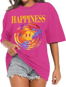 Women's Oversized Graphic T-Shirt Letter Print <b>Drop</b> Shoulder Short Sleeve Casual Streetwear Top - Product Image 3