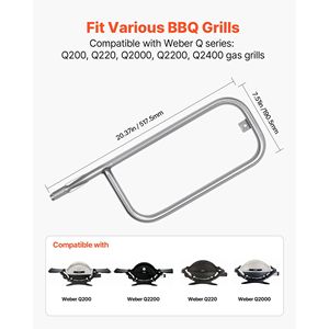 สำหรับเวเบอร์ คิว 200-Q2400 ท่อหัวเตาปิ้งย่าง 20.5 นิ้ว 304 สแตนเลสสำหรับอุปกรณ์บาร์บีคิวรุ่น 396000 และ 396001 - Product Image 2