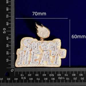 Colgante de Moissanita y Diamantes Chapado en Oro de Plata de Ley 925, Estilo Hip Hop, Totalmente Iced Out, con Letra 'Street Heat', para Hombre - Product Image 3