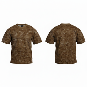 Camiseta de Manga Corta con Estampado de Camuflaje Personalizado, Talla Grande, Hombros Caídos, Ropa Casual para Exteriores, Transpirable, Cuello Redondo, Algodón - Product Image 3