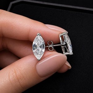 Marquise Cut <b>Moissanite</b> Diamond Stud <b>Earrings</b> 925 Sterling Silver VVS Luxury Sparkle Bridal Jewelry Elegant <b>Earrings</b> - Product Image 3