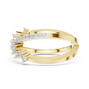 Bague pour femme en or jaune 18 carats plaqué rhodium avec cluster de diamants de laboratoire entrecroisés, idéale pour mariage, fiançailles, soirées et événements glamour - Product Image 2