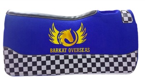 แผ่นรองอานม้าลายตารางแบบตะวันตก คุณภาพสูง ทำมือ หนังแท้ วาดลายด้วยมือ ส่งตรงจากอินเดีย สำหรับการแข่งม้าแบบอังกฤษ - Product Image 2