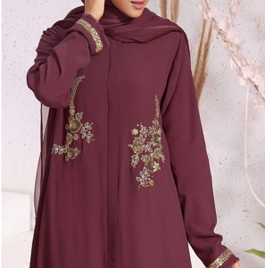 Wholesale Prices New Stylish Abaya Islamic Dress Muslim Woman Clothing Custom Sizes Full Body Cover Embroidered Stonework Abayas - Product Image 4