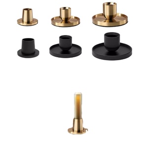 Precio de fábrica Decoración para el hogar Soporte de vela simple Metal galvanizado Chapado en oro Portavelas cónico para bodas - Product Image 1