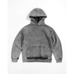 Sudadera con capucha gris para hombre, corte regular, informal, de algodón, felpa francesa, color sólido, con bolsillos, para otoño. - Product Image 1