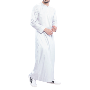 Vente en gros de thobes pour hommes, robe arabe noire à col zippé et manches longues, thobes traditionnels pour hommes, jubba musulmane, vêtements de prière islamiques modestes - Product Image 4