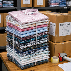 Chemises décontractées pour hommes MEOW FASHION, couleurs et tailles variées (S, M, L, XL, XXL), lot de 200 pièces, fabriqué au Bangladesh, article en stock, en solde. - Product Image 1