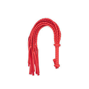 <b>Red</b> Leather Whip With Braided Handle And Tassels - Product Image 1