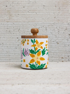 Pot à épices en bois artisanal écologique avec couvercle en bois, motif floral, hermétique, grande capacité, récipient de stockage alimentaire pour la cuisine - Product Image 2
