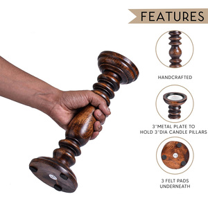 Custom Factory Supplier Wooden <b>Candle</b> <b>Pillar</b> <b>Holder</b> Set of 3 Pieces Made of Mango <b>Wood</b> <b>Candle</b> Stand for Farmhouse Decoration - Product Image 4