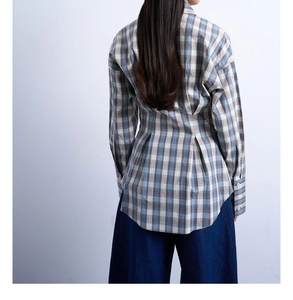 Camisa a cuadros para mujer, manga larga, con botones al frente, estilo casual, holgada, cuello vuelto, blusa de algodón, estilo urbano, con bolsillos, talla XL - Product Image 4