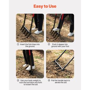Forca da Giardino Ergonomica a 5 Denti con Doppio Manico in Fibra di Vetro, Design a U e Impugnatura in Legno per Facile Utilizzo - Product Image 3