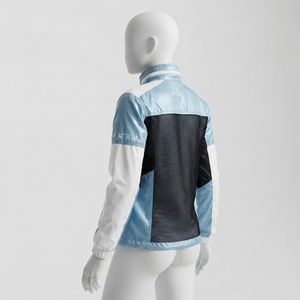 Chaqueta Cortavientos Azul Claro y Blanca para Hombre, con Paneles de Malla, Cierre Completo, Ligera, para Deportes al Aire Libre - Product Image 4