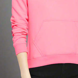 Sudadera con Capucha Rosa para Mujer, Color Sólido, Manga Larga, Tejido de Punto, Algodón, Estilo Casual, para Otoño - Product Image 4